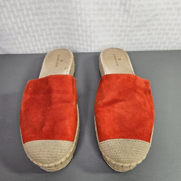 Caslon Women's Red Suede Espadrille Mules Size 7 - Picture 1 of 9